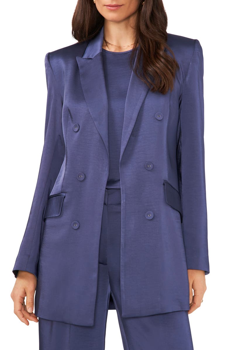 Vince Camuto Double Breasted Satin Longline Blazer, Main, color, 
