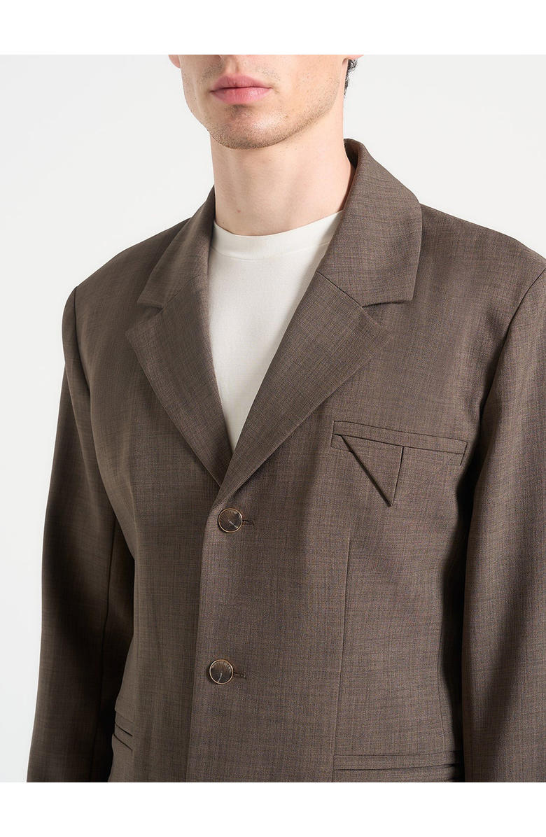Manière De Voir Bastien Single Breasted Hatched Tailored Suit Jacket, Alternate, color, Light Brown