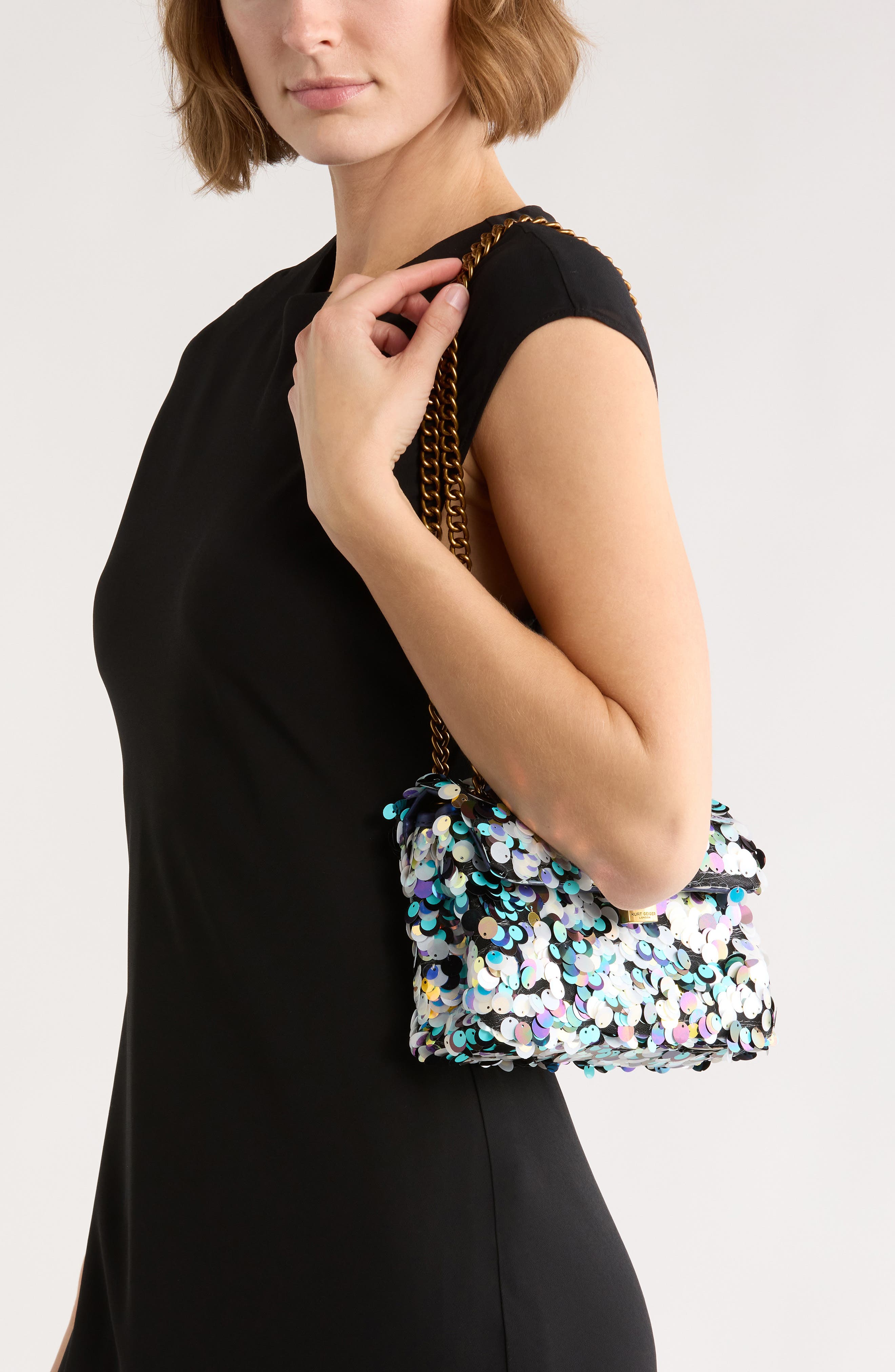 Kurt Geiger London Mini Brixton Sequin Crossbody Bag, Alternate, color, Light/ Pastel Blue