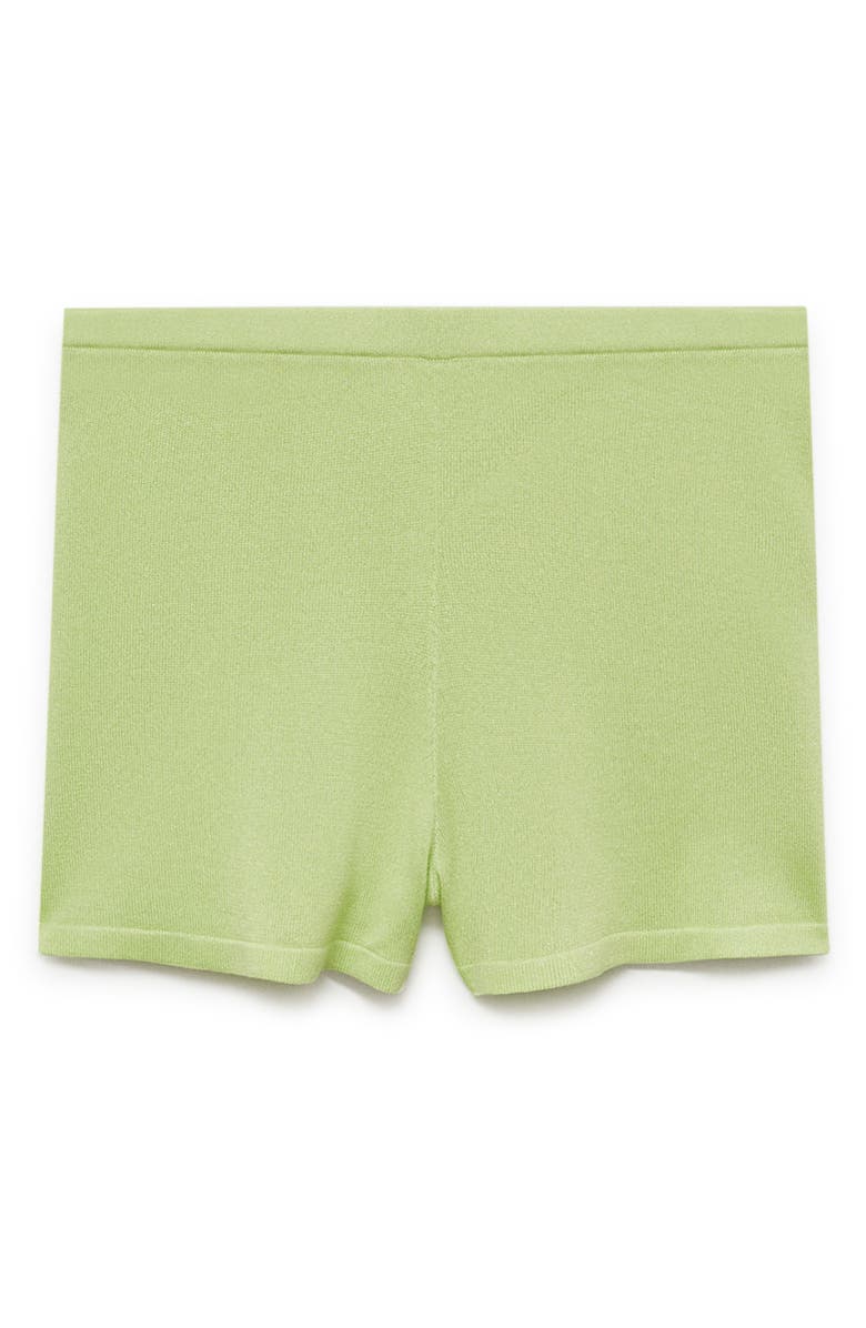 MANGO Skinny Metallic Knit Shorts, Alternate, color, 