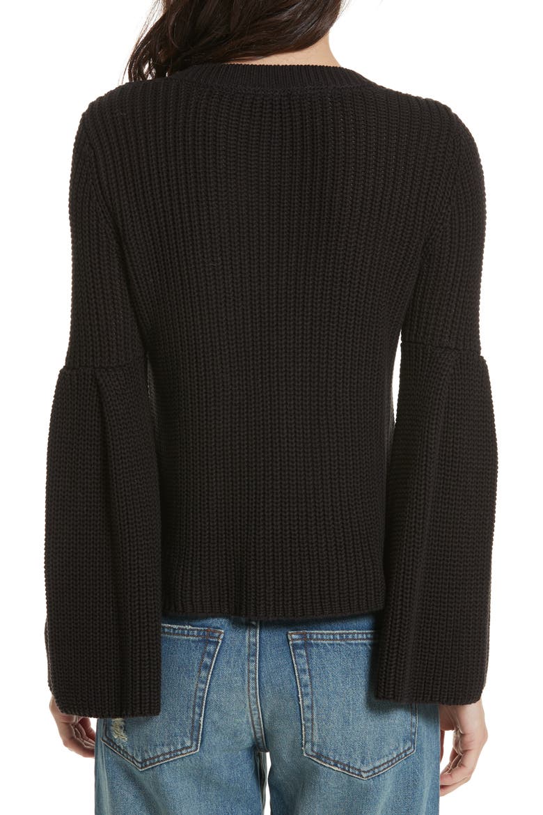 Damsel Bell Sleeve Pullover, Alternate, color, BLACK