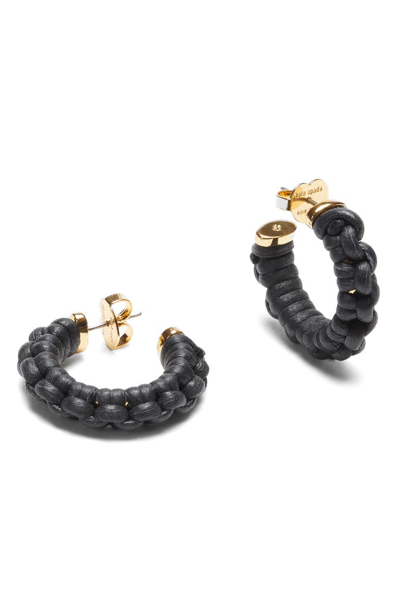 Kate Spade New York leather woven hoop earrings, Main, color, 
