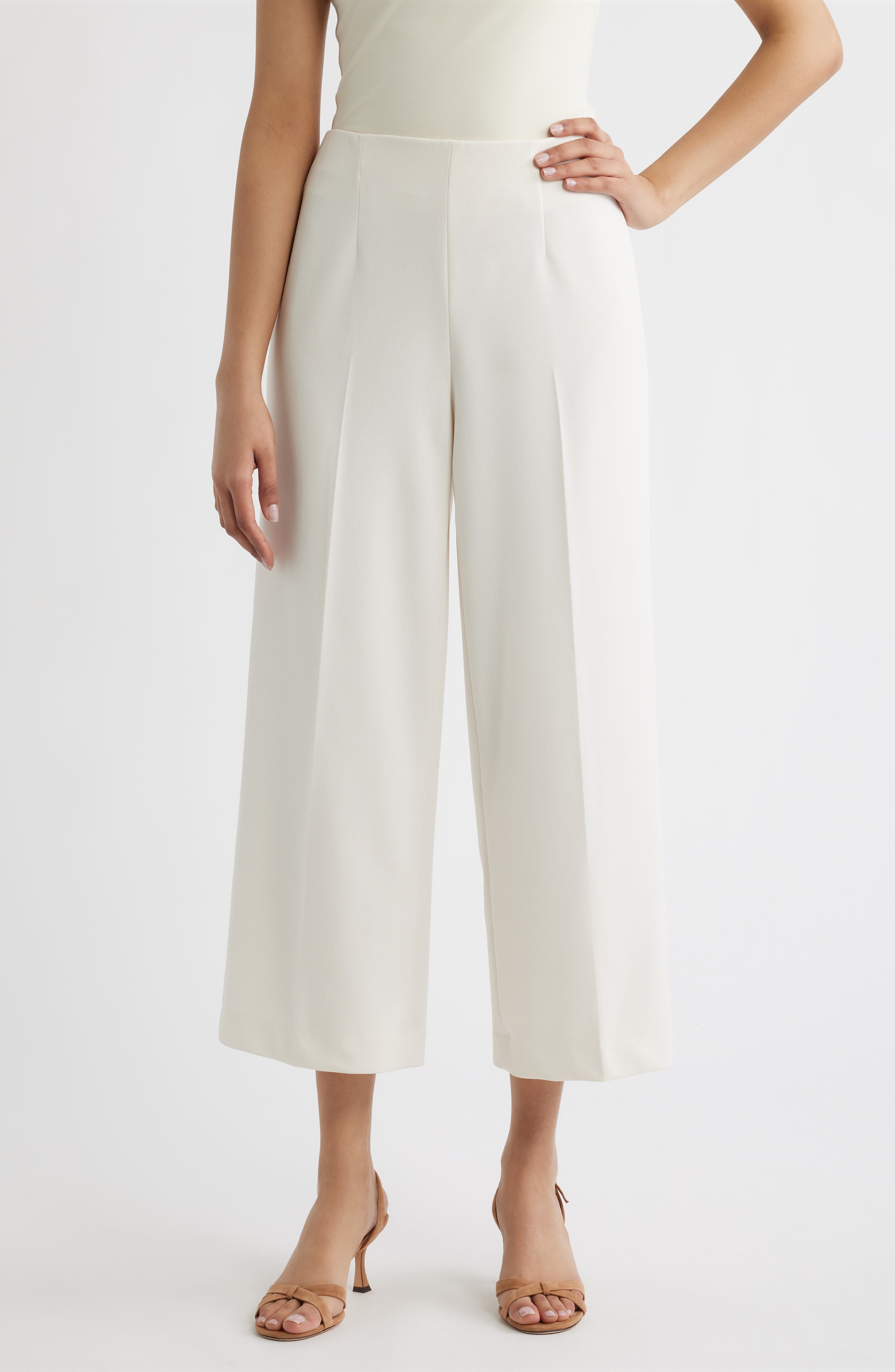 Pull-On Crop Wide Leg Pants