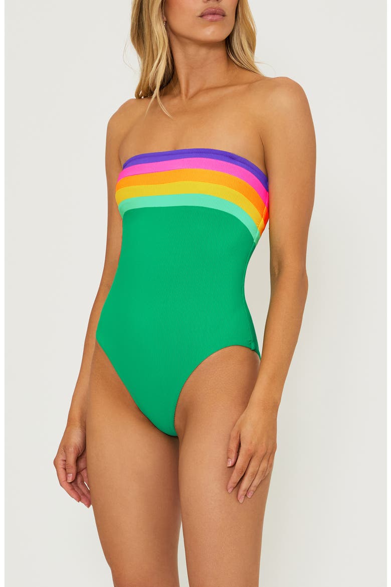 Jessa Stripe One-Piece Swimsuit, Alternate, color, TECHNICOLOR COLORBLOCK