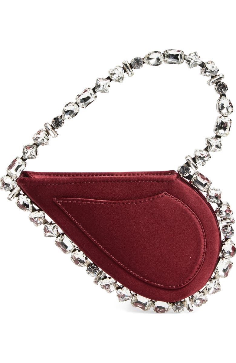 L’alingi Taliya Love Satin Crystal Top Handle Bag, Alternate, color, Burgundy