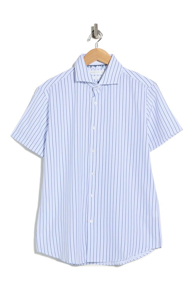 Stripe Print Performance Short Sleeve Shirt, Alternate, color, WHITE