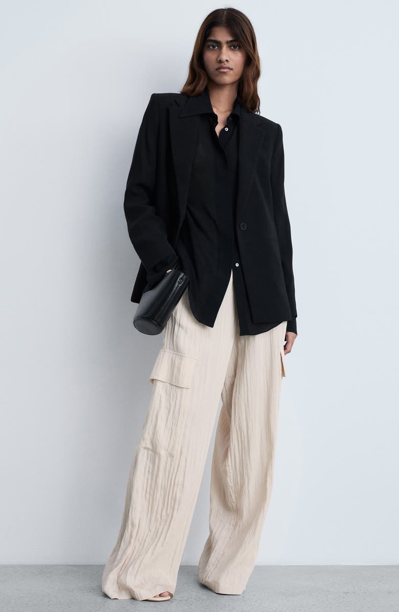 MANGO Textured Satin Cargo Pants, Alternate, color,