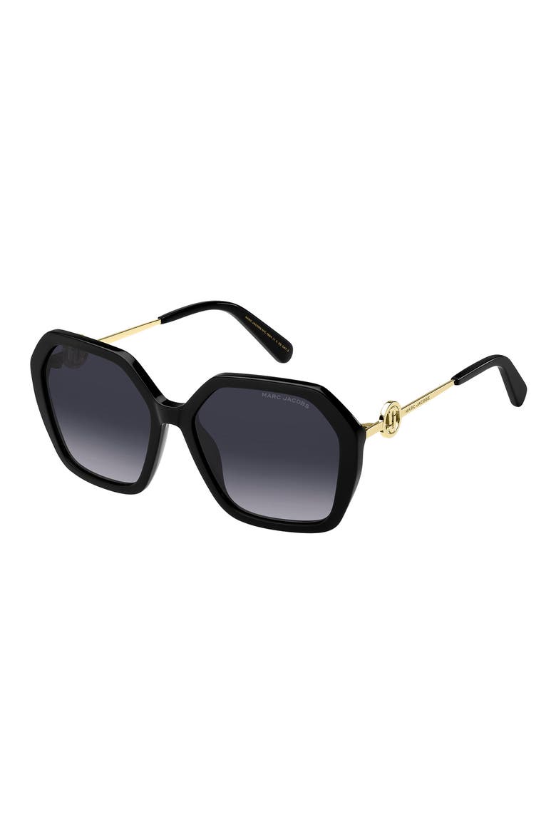 57mm Gradient Square Sunglasses, Alternate, color, BLACK