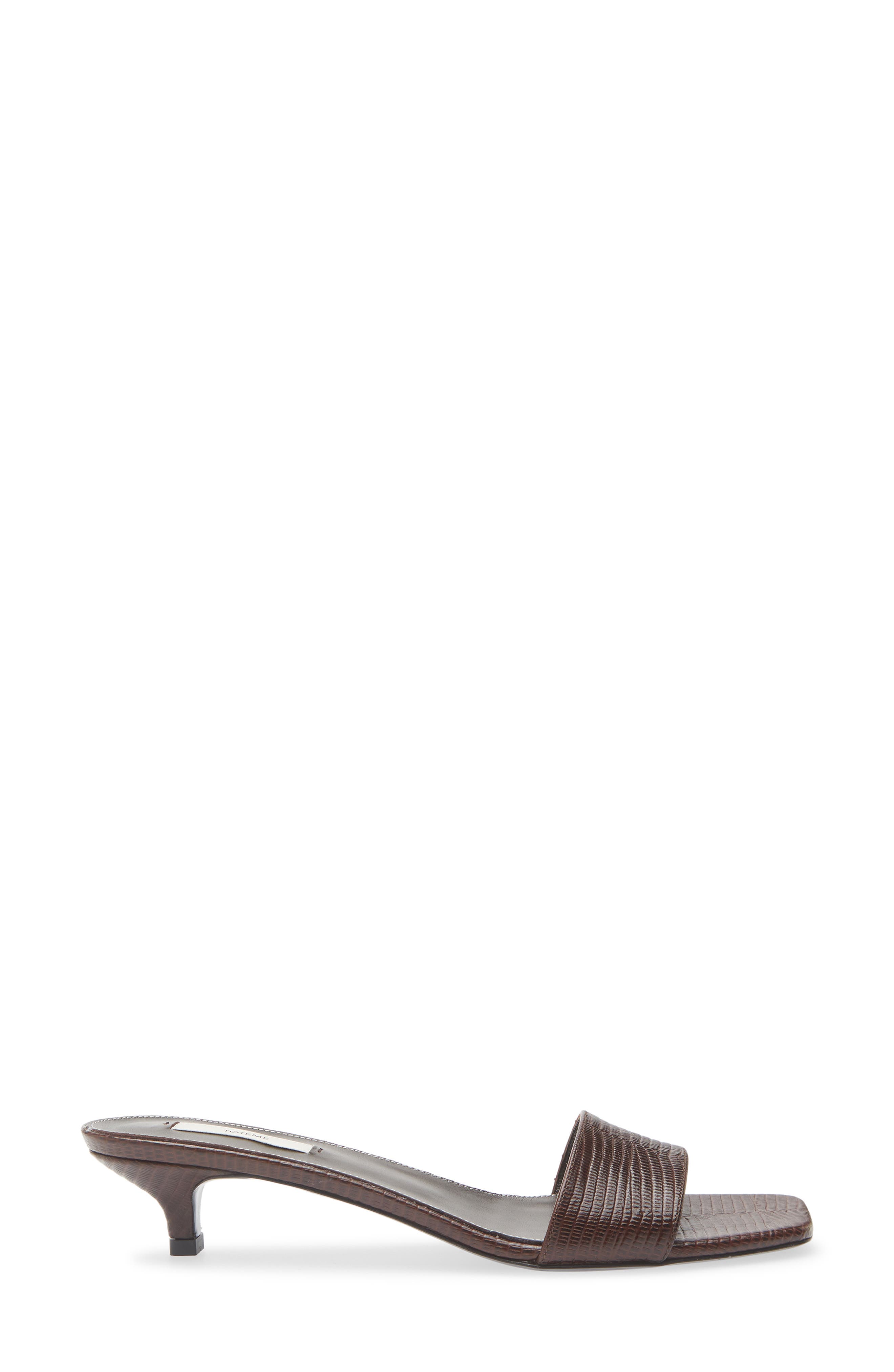 TOTEME Slim Kitten Heel Lizard Embossed Slide Sandal, Alternate, color, Brown
