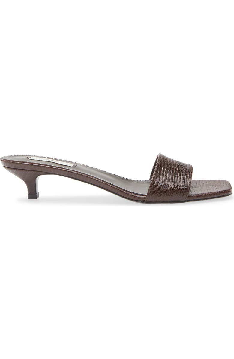 TOTEME Slim Kitten Heel Lizard Embossed Slide Sandal, Alternate, color, Brown