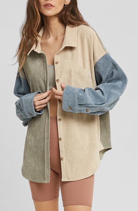 Colorblock Corduroy Shacket