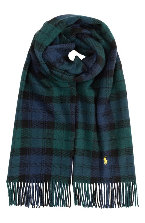 Polo Ralph Lauren Plaid Wool Scarf In Black