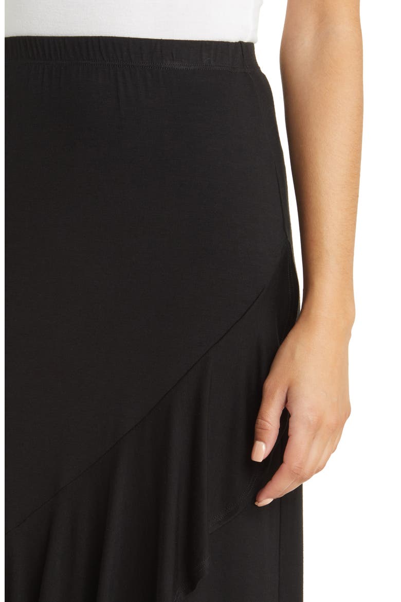 Flounce Midi Skirt, Alternate, color, BLACK