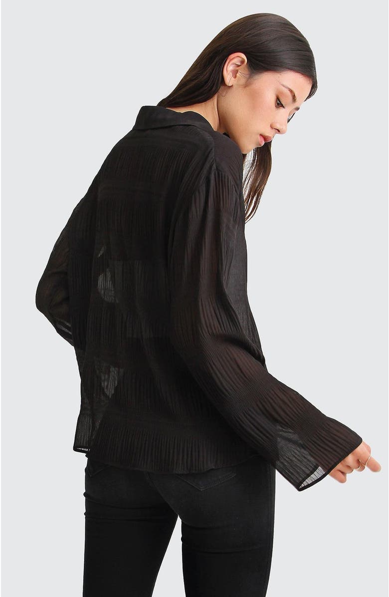 Belle & Bloom Yoko Shirred Chiffon Blouse, Alternate, color, Black