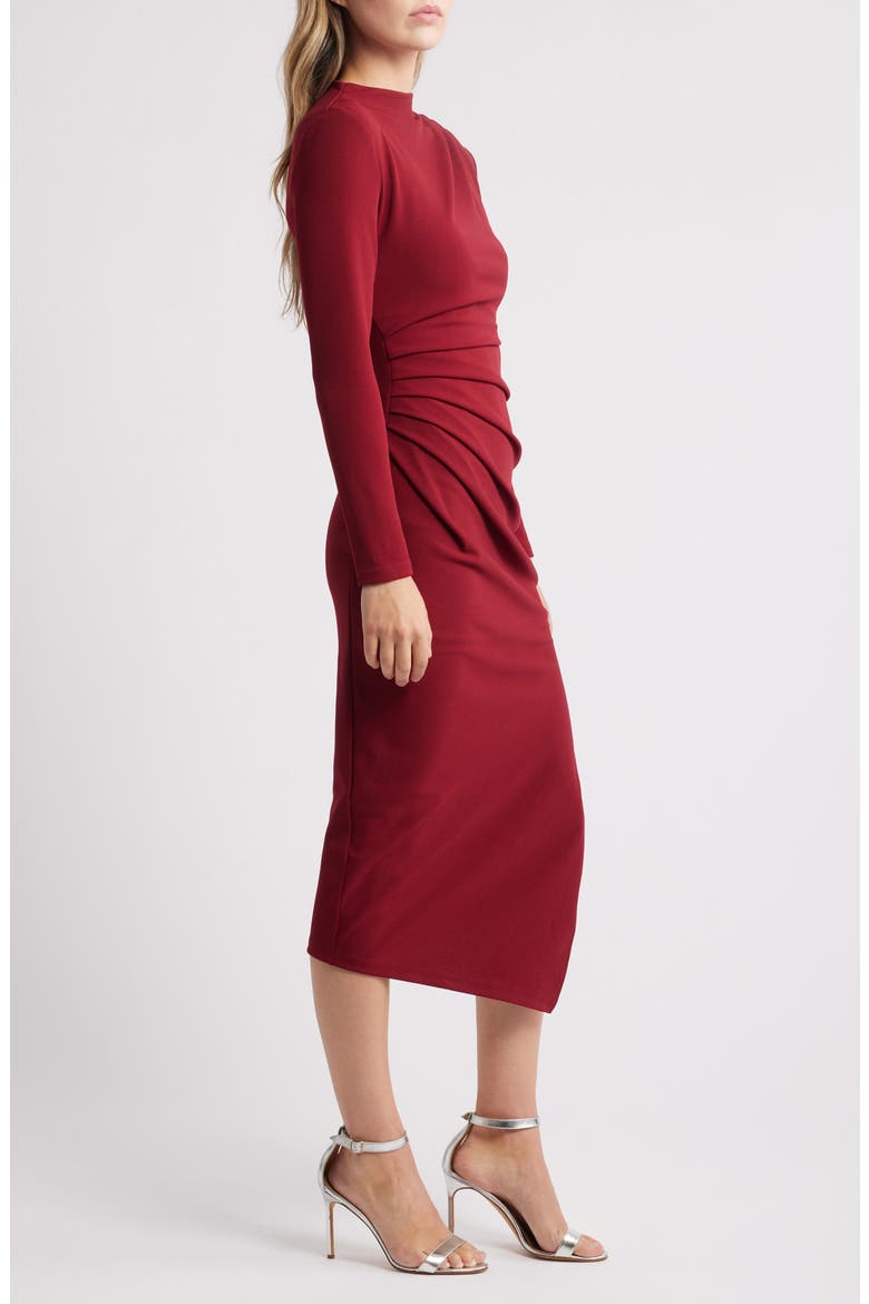 Stacey Long Sleeve Midi Dress, Alternate, color, BURGUNDY