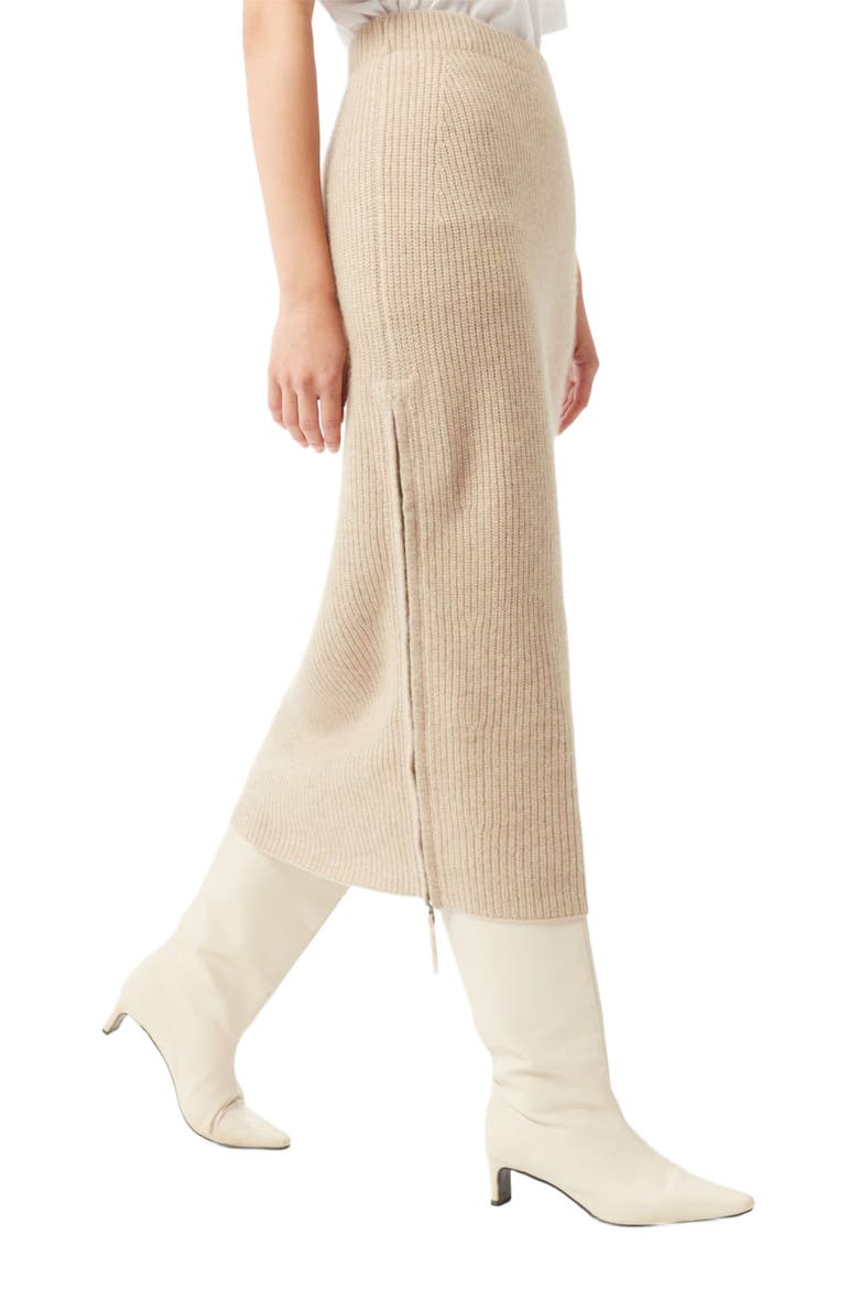 Cashmere Skirt with Zip, Alternate, color, warm grey