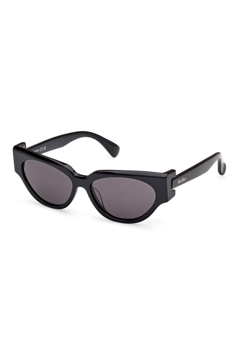 55mm Cat Eye Sunglasses, Alternate, color, SHINY BLACK / SMOKE