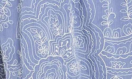 London Times Floral Embroidered Long Sleeve Dress In Blue