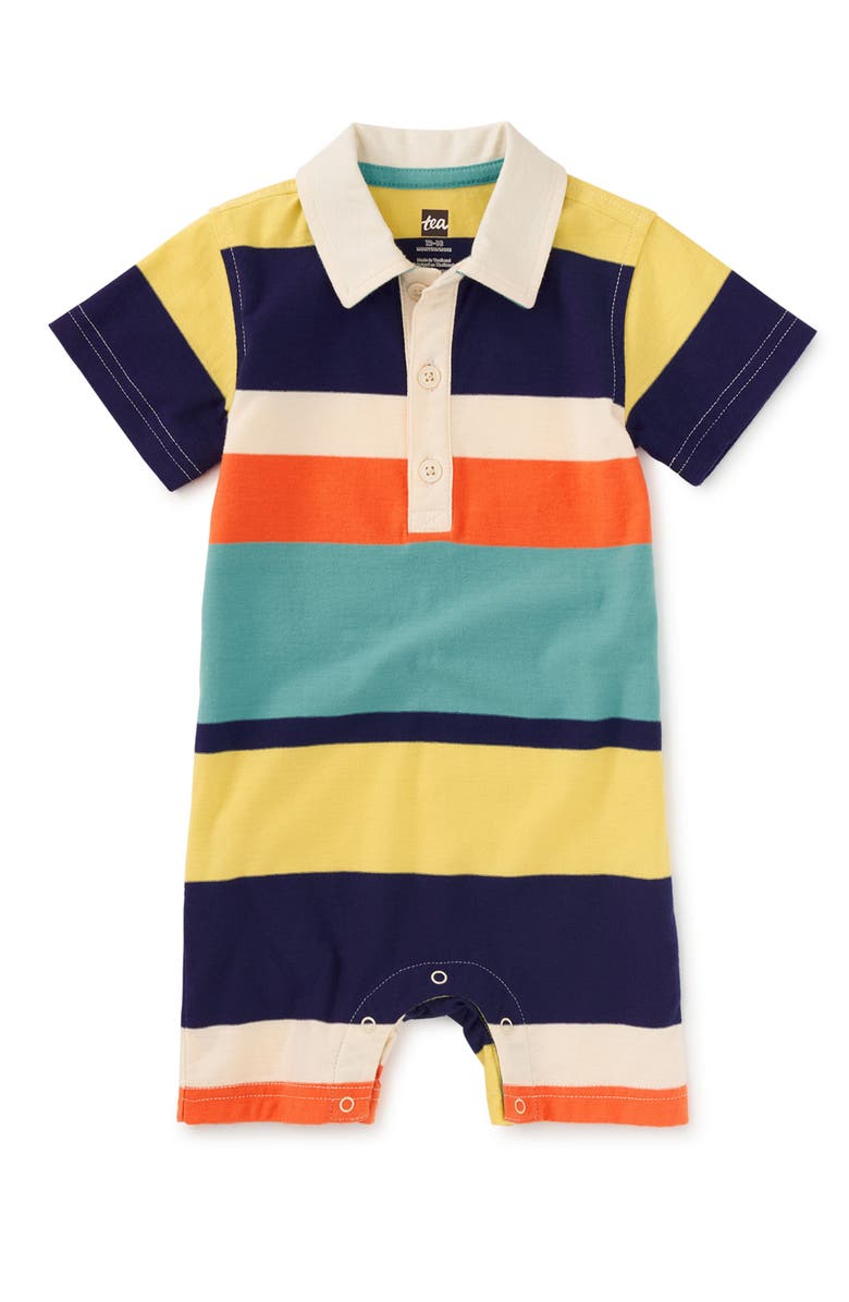 Tea Collection Polo Baby Romper, Main, color, 