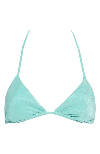 Vitamin A ® Gia Metallic Triangle Bikini Top In Aqua