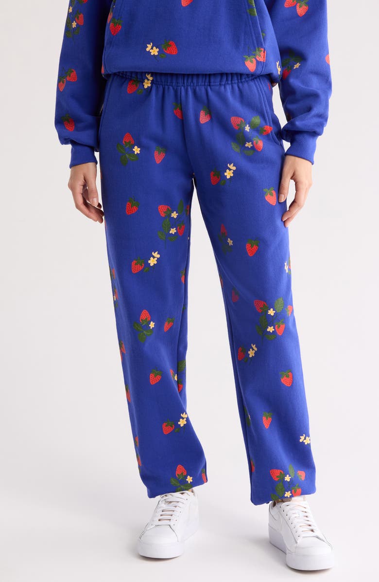 Melody Ehsani Strawberry Print Cotton Sweatpants, Main, color, 