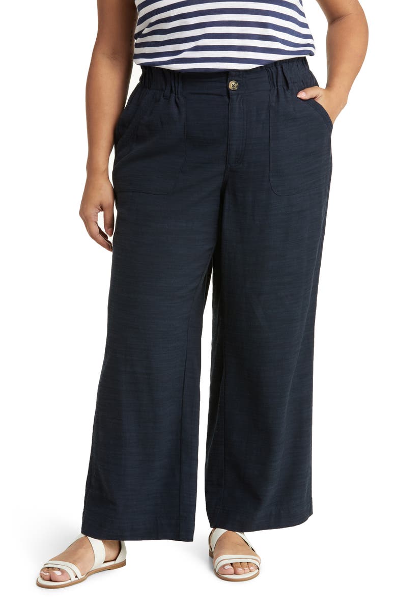 Wit & Wisdom Sky Rise Paperbag Waist Pants, Main, color, Navy - Dar