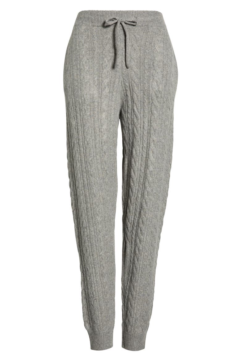 Cable Knit Joggers, Alternate, color, HEATHER STEEL GREY