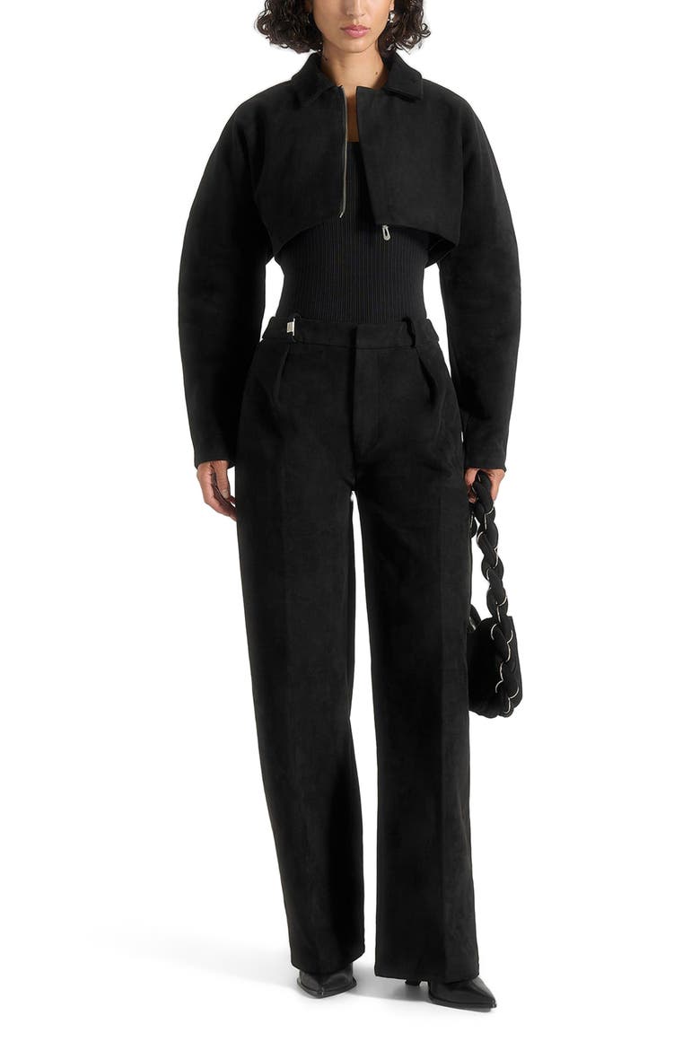 Elya Suede Super Cropped Jacket, Main, color, Black
