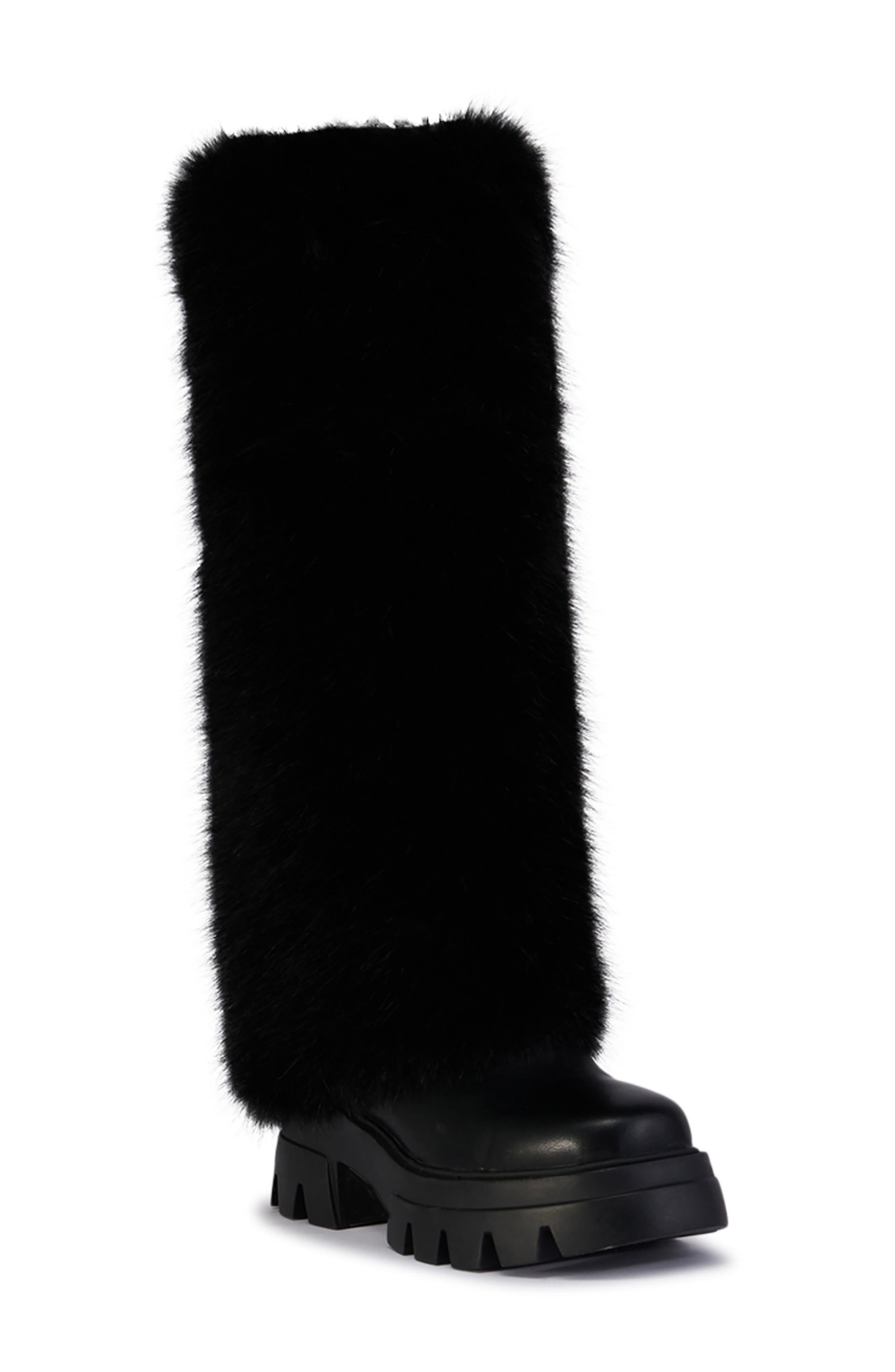 AZALEA WANG Ahsoka Faux Shearling Lug Sole Boot