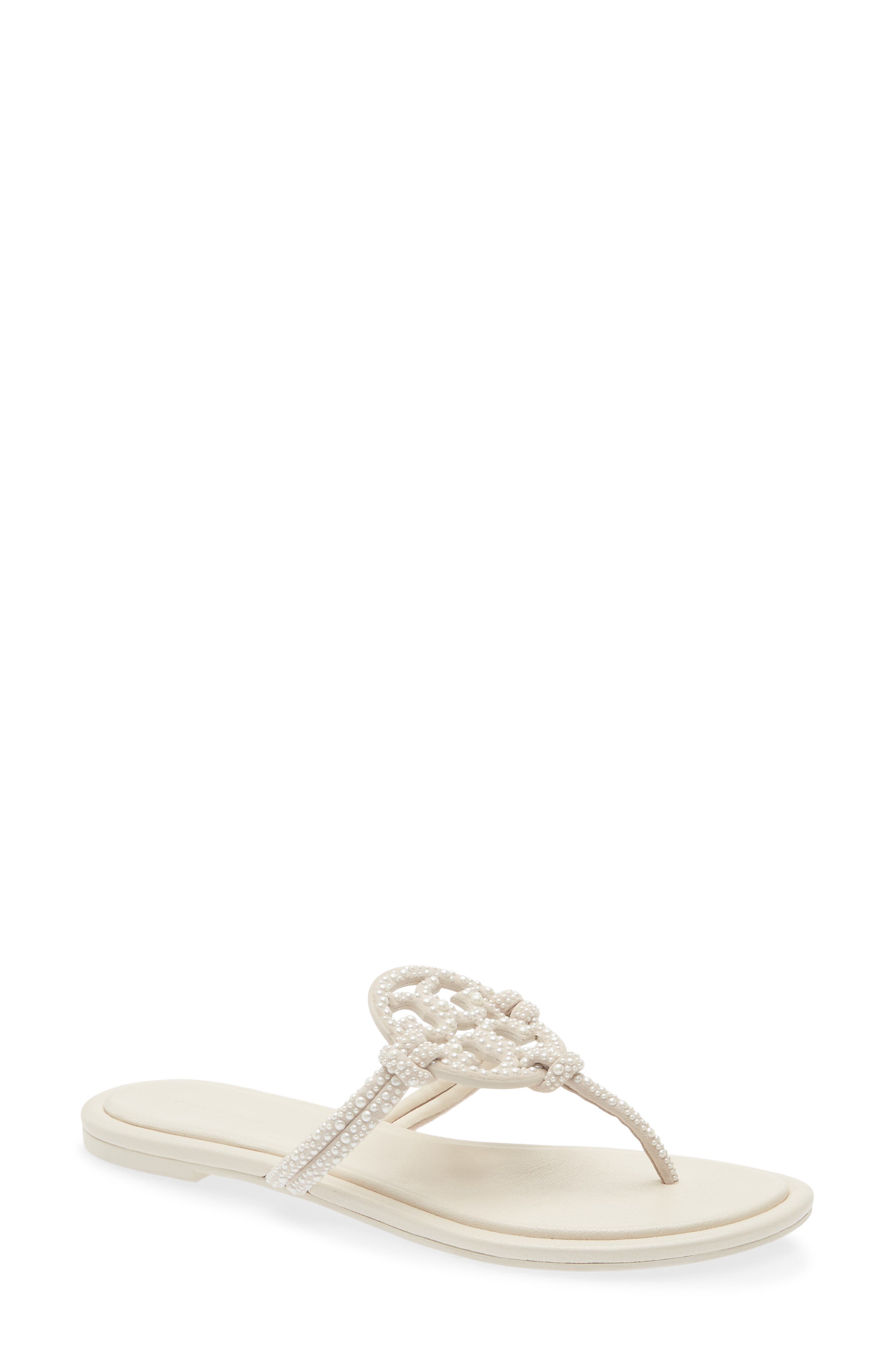 Miller Knotted Embellished Thong Sandal, Main, color, LIGHT CREAM