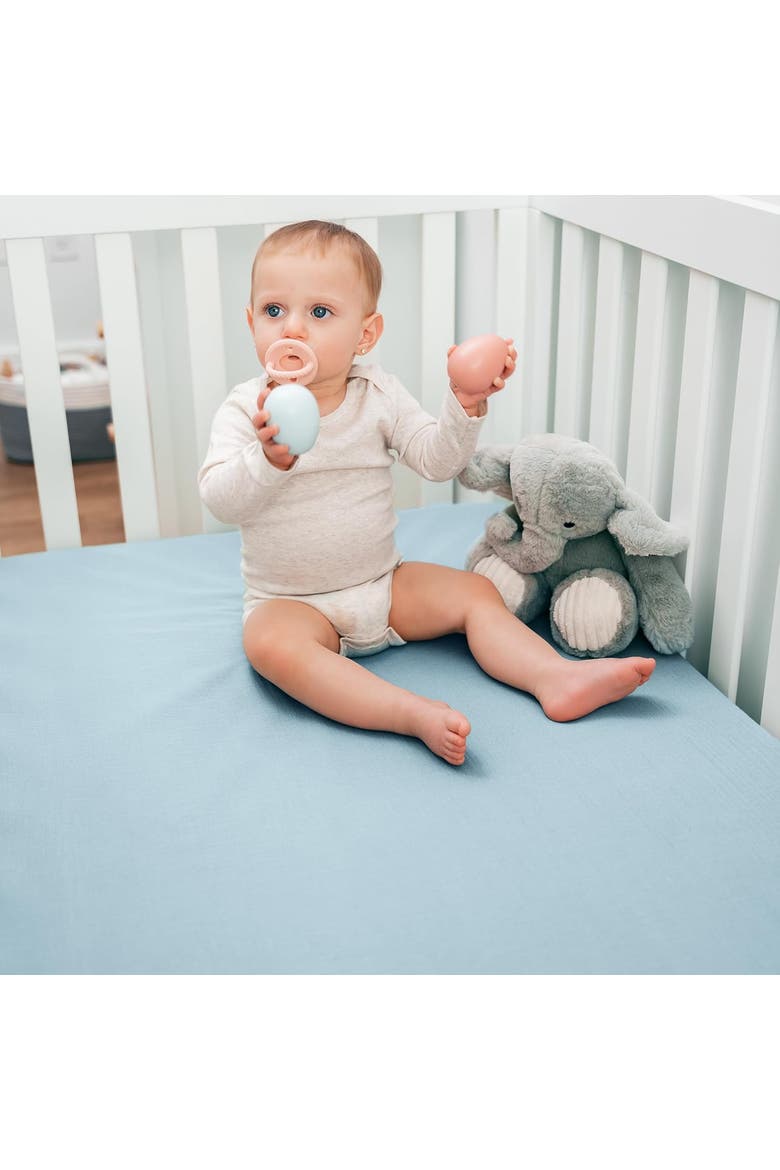 Muslin Fitted Crib Sheet, Alternate, color, Sky Blue