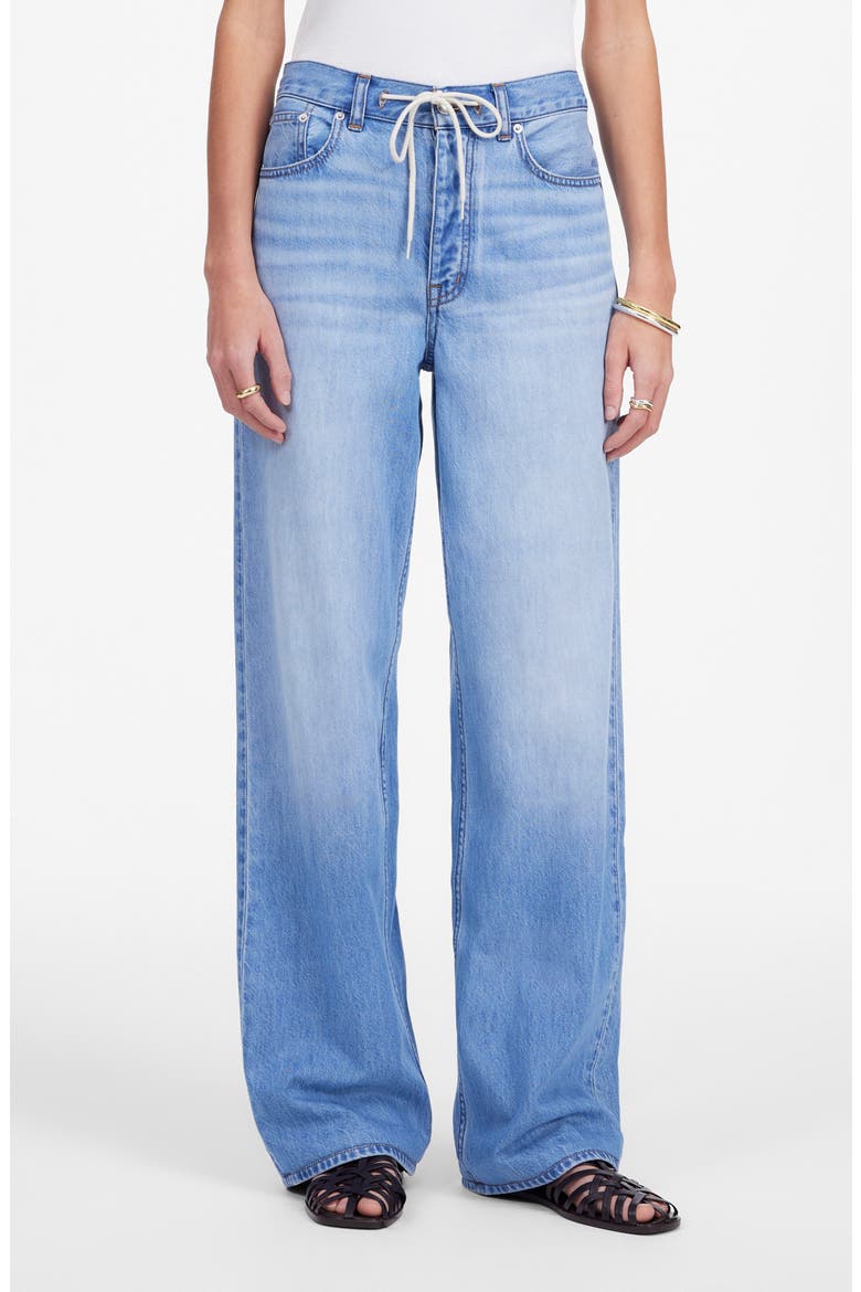 Airy Denim Drawstring Waist Low Slung Baggy Jeans, Main, color, HAMBLEY WASH