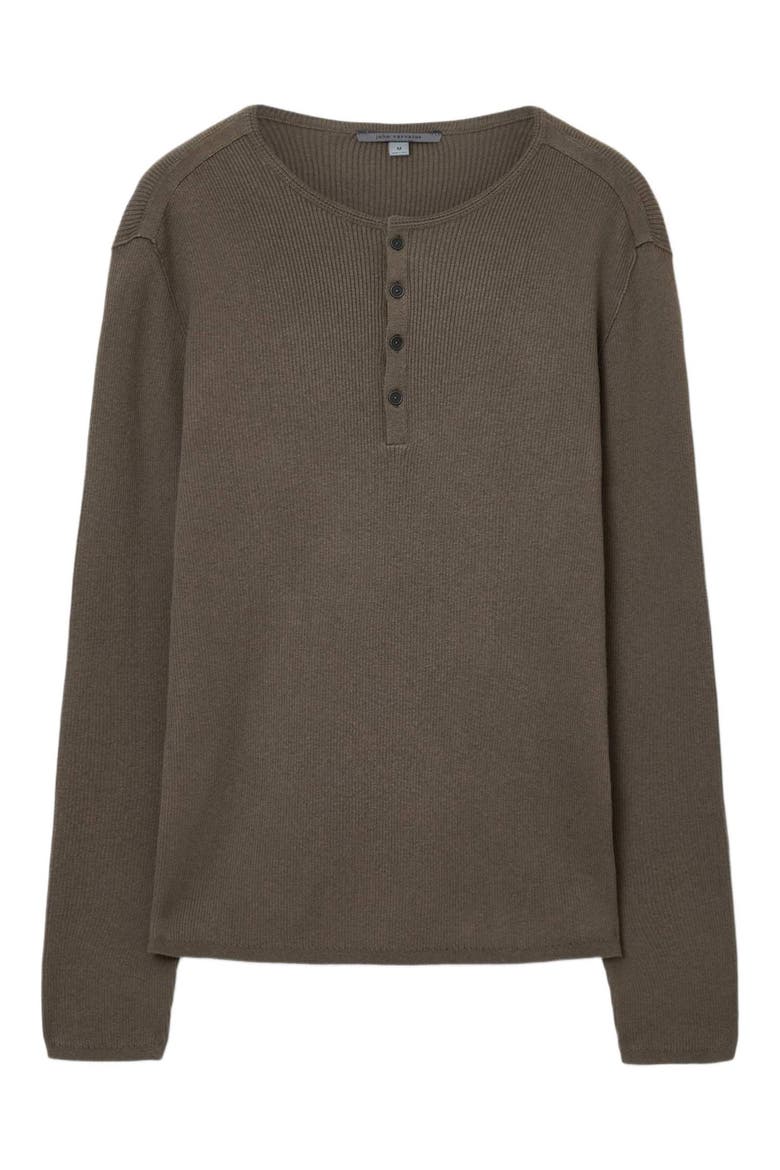Javis Organic Cotton & Cashmere Rib Henley, Alternate, color, TEAKWOOD