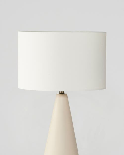 Brightech Nathaniel 20" Cement Led Table Lamp With Cream Cotton Drum Shade In Beige/cream