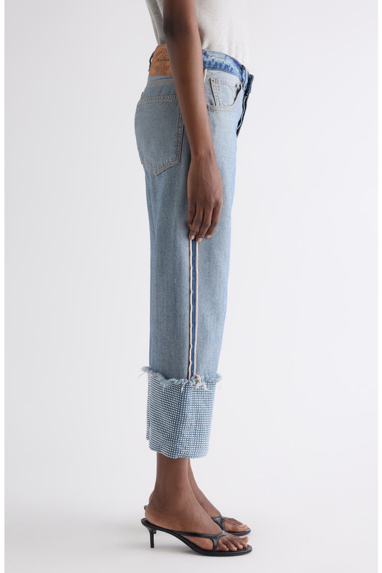 Rhinestone Cuff Ankle Jeans, Alternate, color, MID BLUE