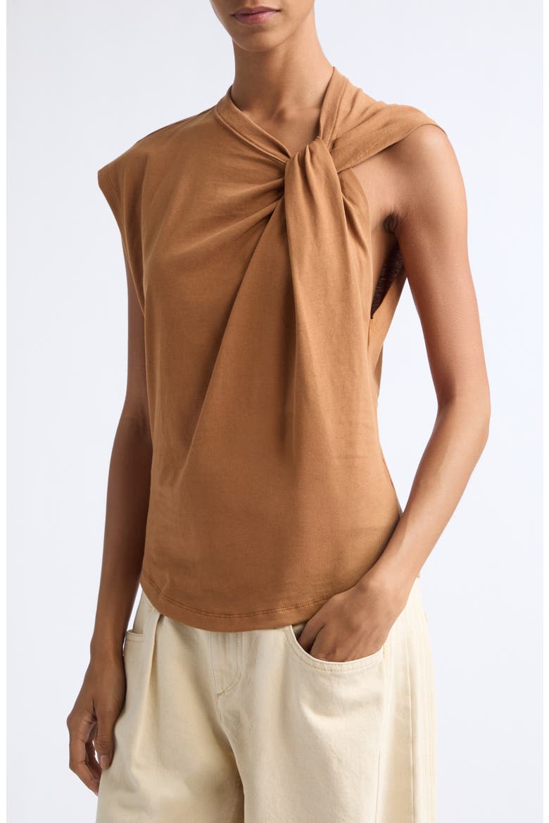 Nayda Asymmetric Cotton Slub Top, Alternate, color, CARAMEL