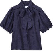 Cartolina Peggy Tie Neck Jacquard Blouse