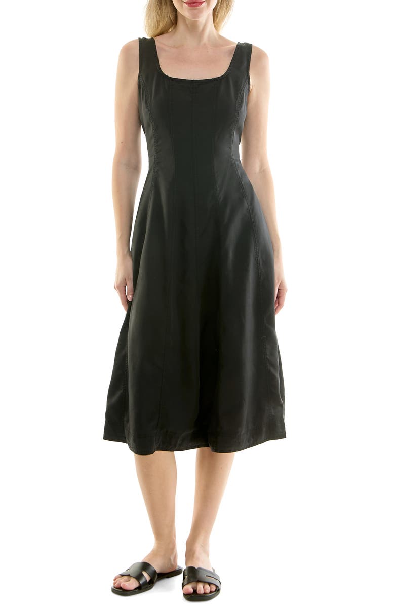 Nicole Miller Twill Fit & Flare Tank Dress, Main, color, Very Black
