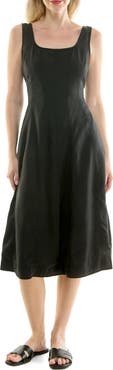 Nicole Miller Twill Fit & Flare Tank Dress