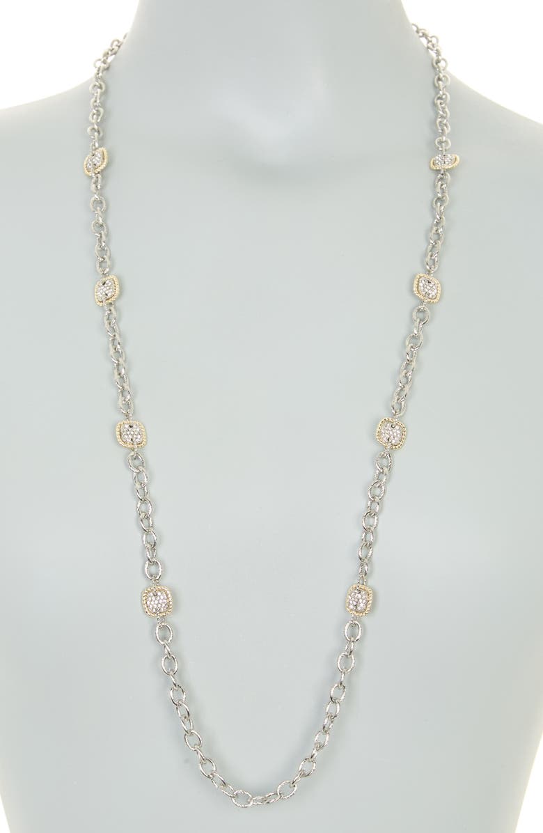 Juvell Two-Tone CZ Twisted Station Necklace, Alternate, color,