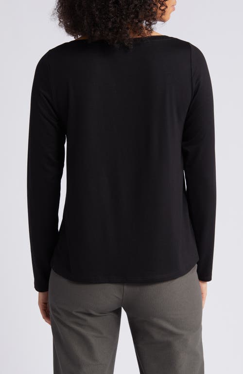 Eileen Fisher Long Sleeve Cowl Neck Top In Black