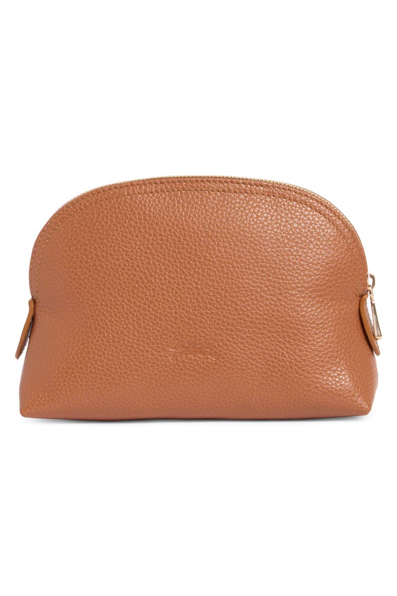 Le Foulonné Small Dome Cosmetics Case, Alternate, color, CARAMEL