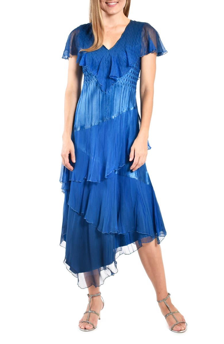 Komarov Tiered Flutter Sleeve Cocktail Dress, Main, color, 