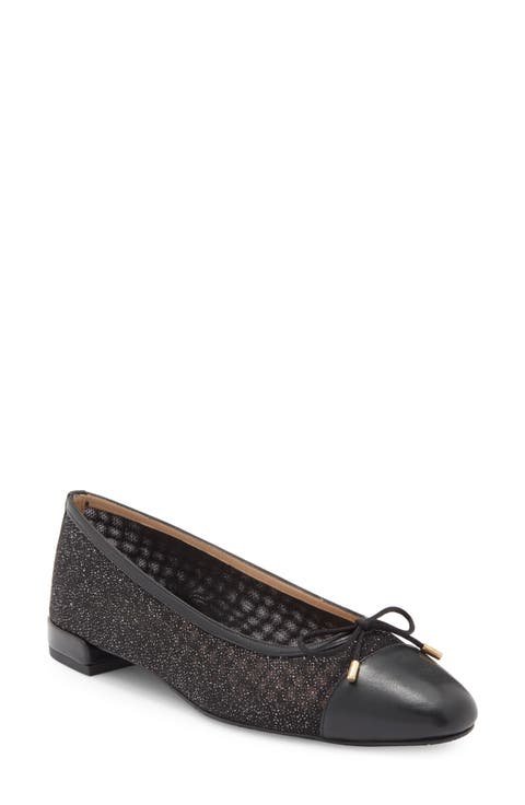 Sleek Cap Toe Bow Flat (Women)
