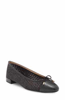 Stuart Weitzman Sleek Cap Toe Bow Flat