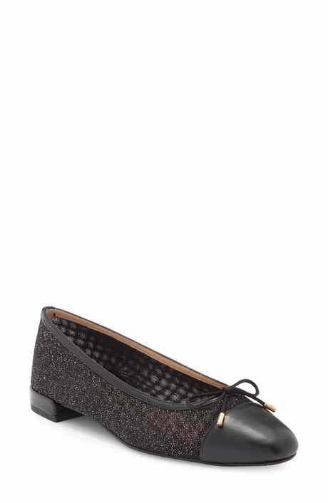 Stuart Weitzman Sleek Cap Toe Bow Flat