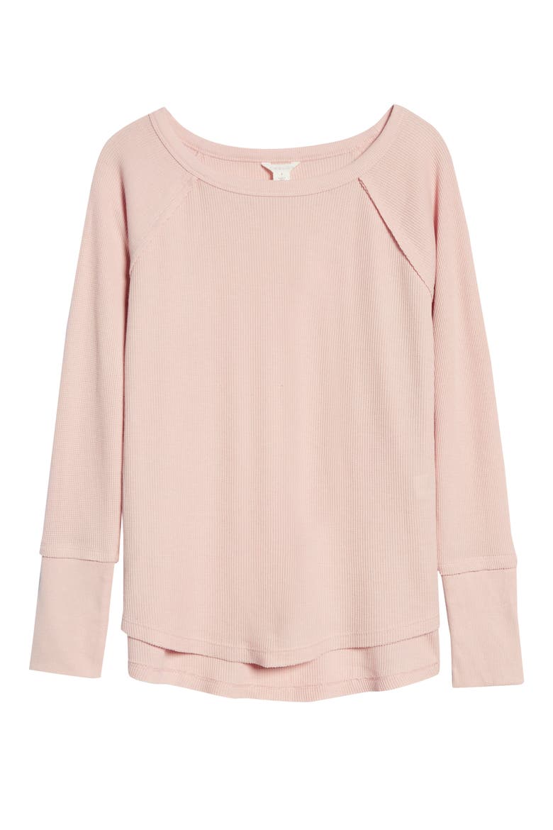 Thermal Knit Top, Alternate, color, PINK SMOKE HEATHER