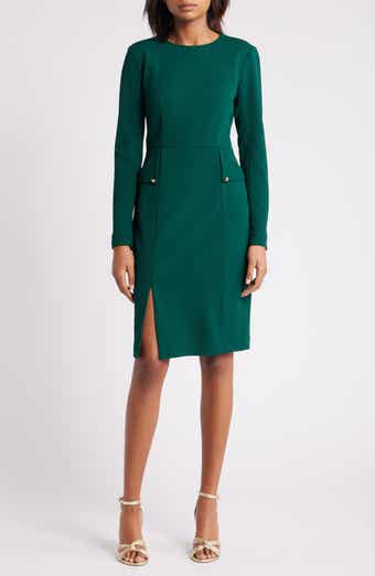 Long Sleeve Pocketed Sheath Dress