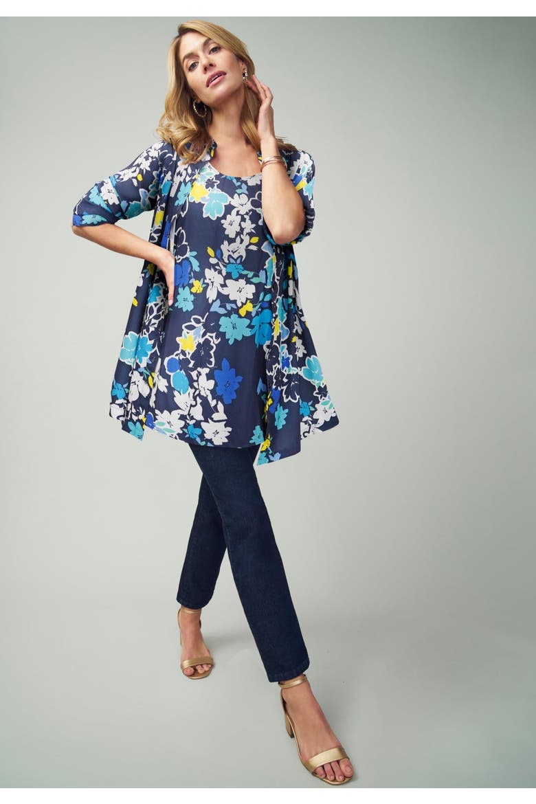 Georgette Button Front Tunic, Alternate, color, BLUE SEAFOAM PAISLEY