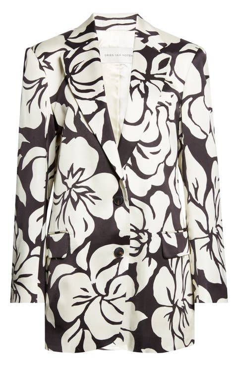 Tropical Floral Print Satin Jacket